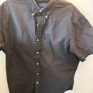 Ralph Lauren Black Short-Sleeve Button-Down Shirt with Red Pony